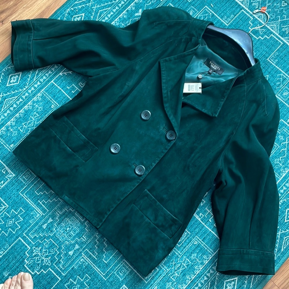 Talbots size 14 green suede jacket with tags